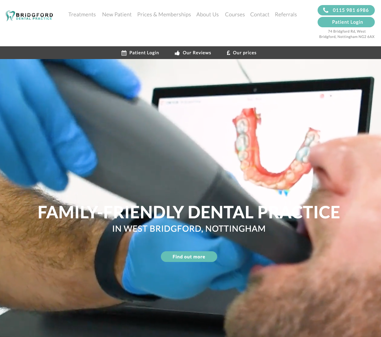 a screenshot of Bridgford Dental Practice's website homepage