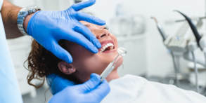 woman having a check up at bridgford dental practice